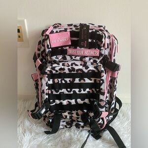 WOLFpack Pink and Black Leopard Print Backpack 35L